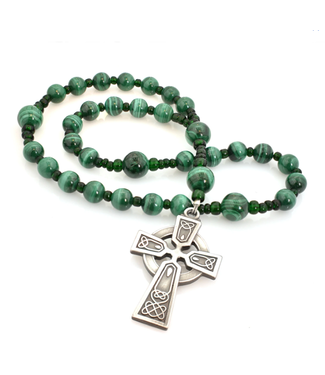 Anglican Rosary Malachite With Celtic Aura Cross