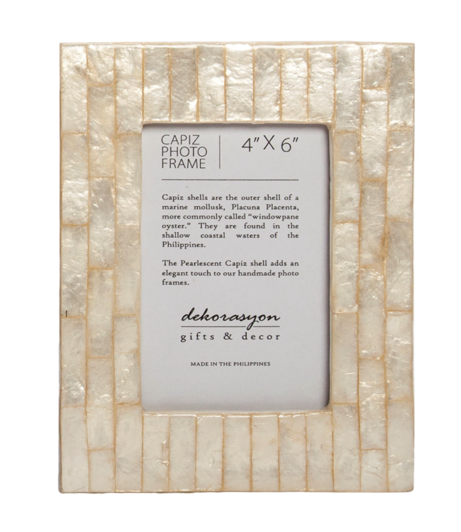 4x6 Capiz Picture Frame w/ Vertical Stripes