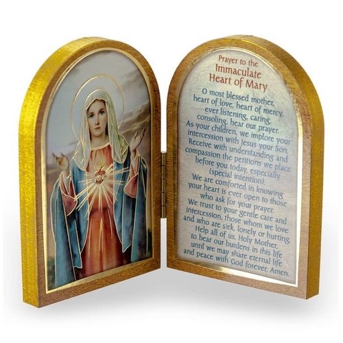 Immaculate Heart of Mary Standing Diptych 5 X 3 1/2"