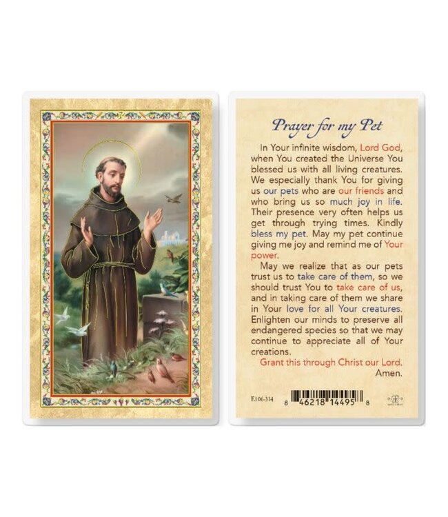 St Francis Prayer For Pets Prayer Card