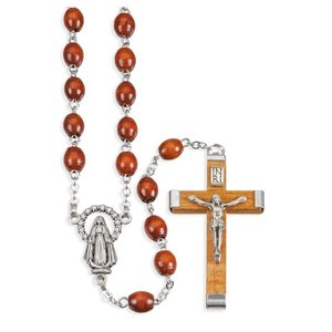 Rosary Natural Wood Bead  19"