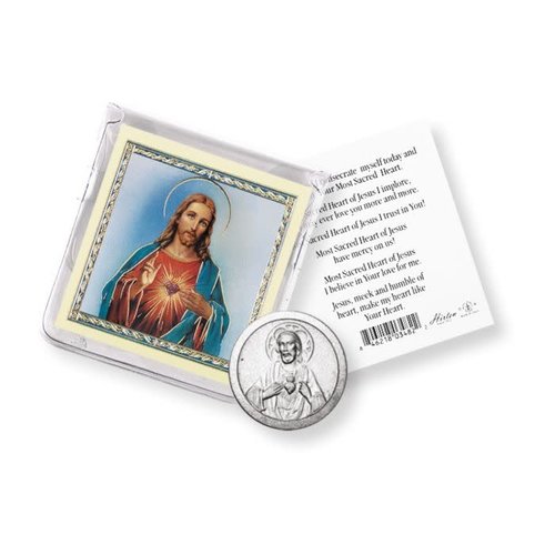 Pocket Coin Sacred Heart of Jesus With Prayer Card