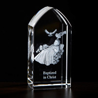 Baptism Etched Glass Stand 3-1/4