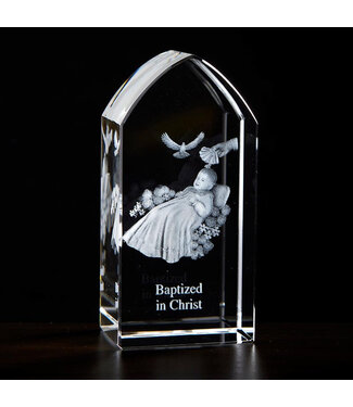 Baptism Etched Glass Stand 3-1/4
