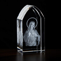 Sacred Heart Etched Glass Stand 3-1/4"