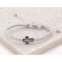 Faith Confirmed Crystal Cross Bracelet (grey and slate colored)