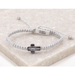 Faith Confirmed Crystal Cross Bracelet (grey and slate colored)