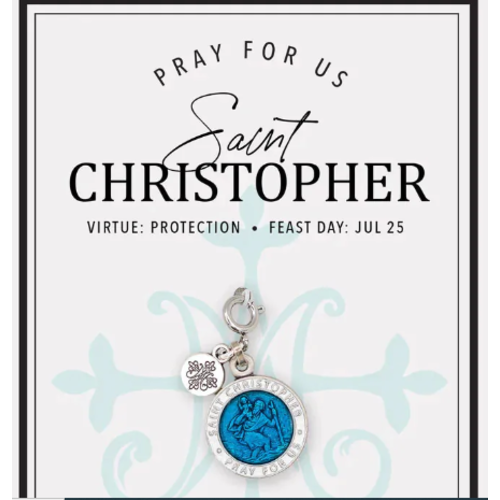 Saint Christopher Blue Enamel Medal