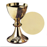 Etched Celtic Cross Chalice With Paten -Gold Plated Brass