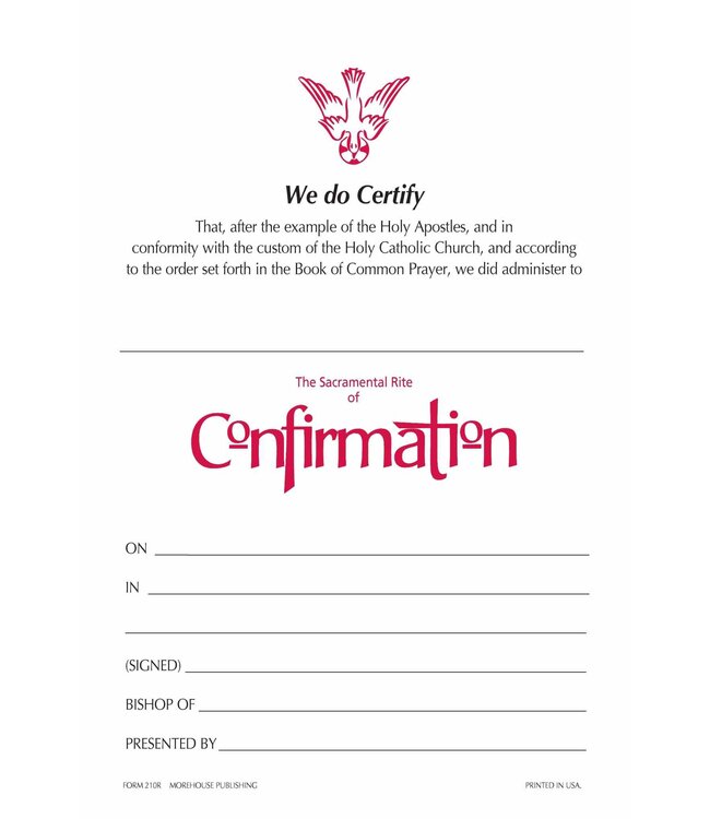 Confirmation Certificate (Dove) 25/Pkt