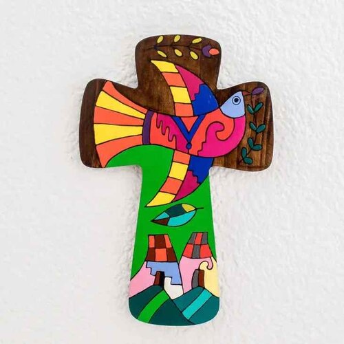 Novica Bird Of Peace Wood Wall Cross