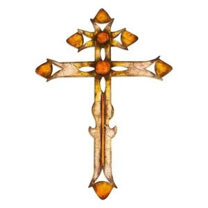 Novica Solar Cross Steel Wall Art