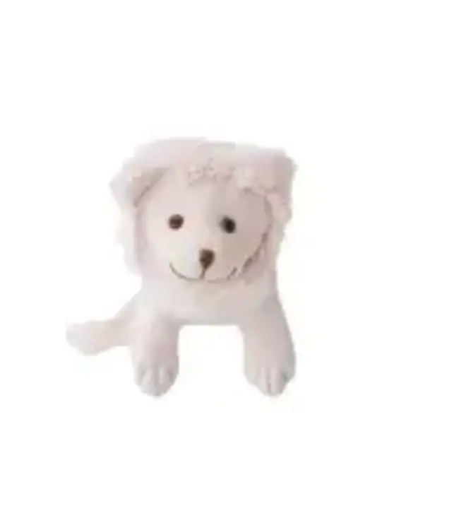 Linen Baby Rattle Pink Lion