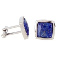 Men's Genuine Lapis Lazuli Stainless Steel Cuff Links