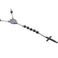 Men's Gunmetal Stainless Steel Rosary Bead Necklace