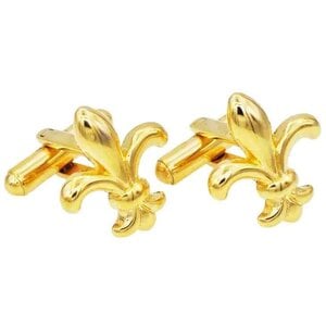 Men's Gold Plated Fleur De Lis Cuff Links