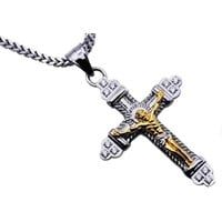 Men's Gold-Plated Cross with Chain