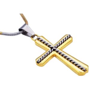 Men's Gold-plated and Stainless Steel Cross