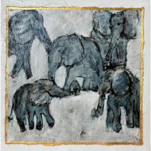 The Dorcus Clan 5x5 Elephant Giclee Print on Canvas by Wilkerson Works