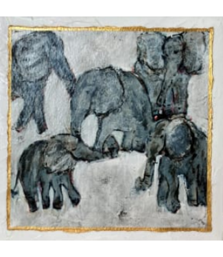 The Dorcus Clan 5x5 Elephant Giclee Print on Canvas by Wilkerson Works