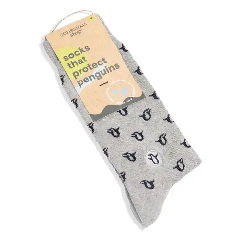 Conscious Step, Socks That Protect Penguins, Size Med. Gray