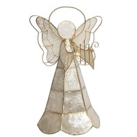9" Tabletop Capiz Angel w/Paned Dress