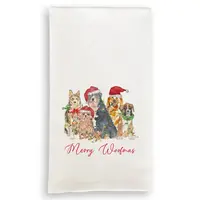 French Graffiti Christmas Dogs Dishtowel