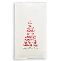Christmas Tree of Red birds dish towel with Merry Christmas