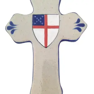 Ceramic Episcopal Sheild Cross - 8"