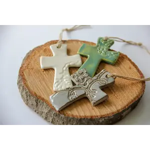 Flared Cross Ornament - Moss Green