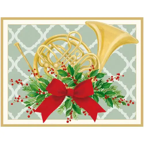 French Horn With Swag Boxed Christmas Cards from Caspari