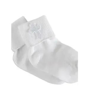 White Baby Baptism or Christening Dress Socks with Cross