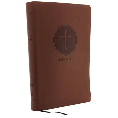 KJV Holy Bible: giant print with 53,000 cross references, brown leathersoft, red letter, comfort print