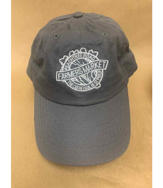 Peachtree Road Farmers Market Baseball Hat -  Steel Grey with white stitching