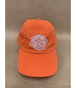 Peachtree Road Farmers Market Baseball Hat -  Tangerine with white stitching