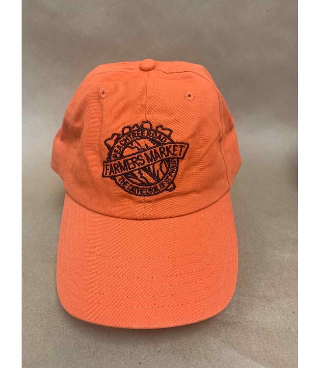 Peachtree Road Farmers Market Baseball Hat -  Tangerine with black stitching