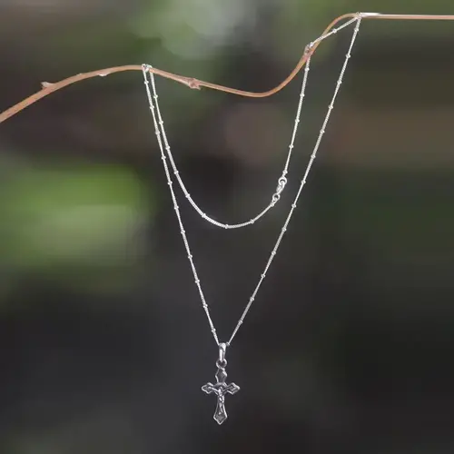 Christ On the Cross Sterling Silver Necklace