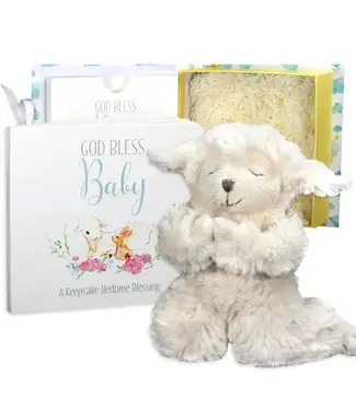God Bless Baby Gift Set w/ Book, Praying Lamb and Book
