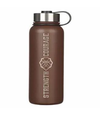 Strength & Courage Brown Water Bottle - Josh. 1:9