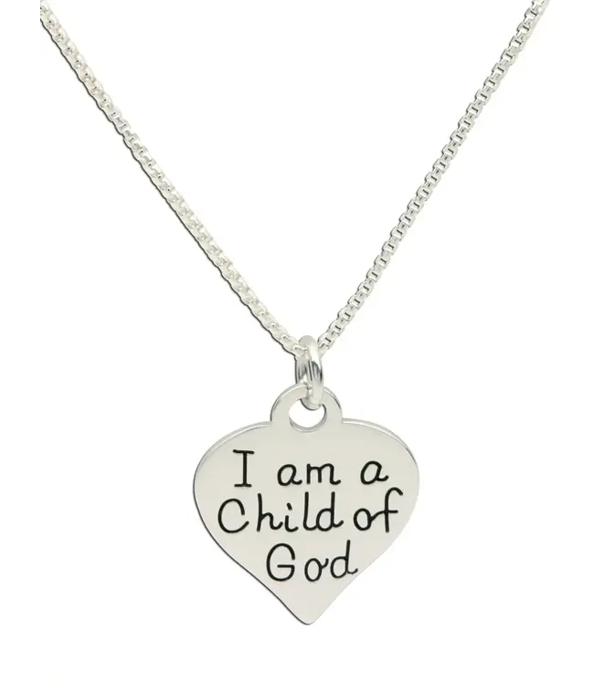 I Am A Child of God Necklace with Heart 14"