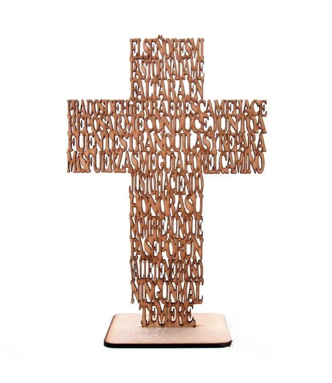 El Señor Es Mi Pastor  Psalm 23    16″ X 10.5″ Laser-Cut Wooden Cross