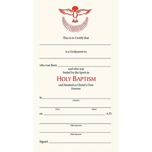 Godparent's Certificate - 25 Pack