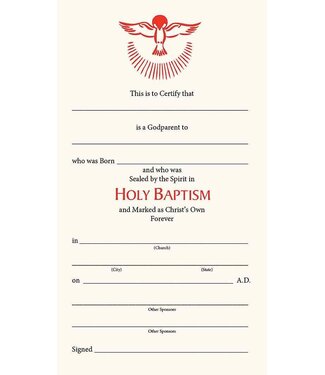 Godparent's Certificate - 25 Pack