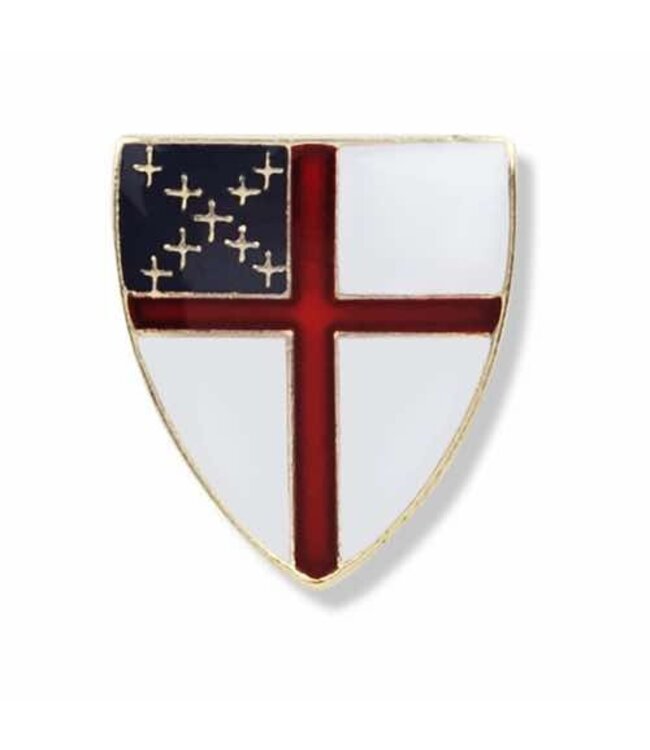 1/2 x 1/2 Inch Gold Enameled Episcopal Cross Shield Lapel Pin