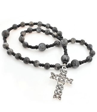 Anglican Rosary Black Labradorite Sterling Celtic Knot Cross