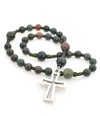 Anglican Rosary Bloodstone Sterling Latin Cross