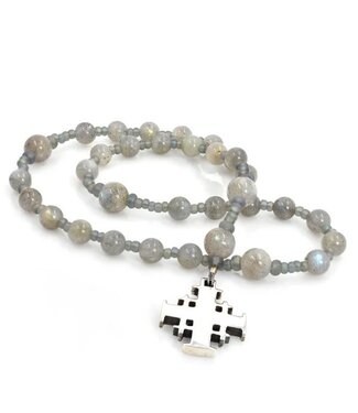 Anglican Rosary Labradorite Sterling Jerusalem Cross