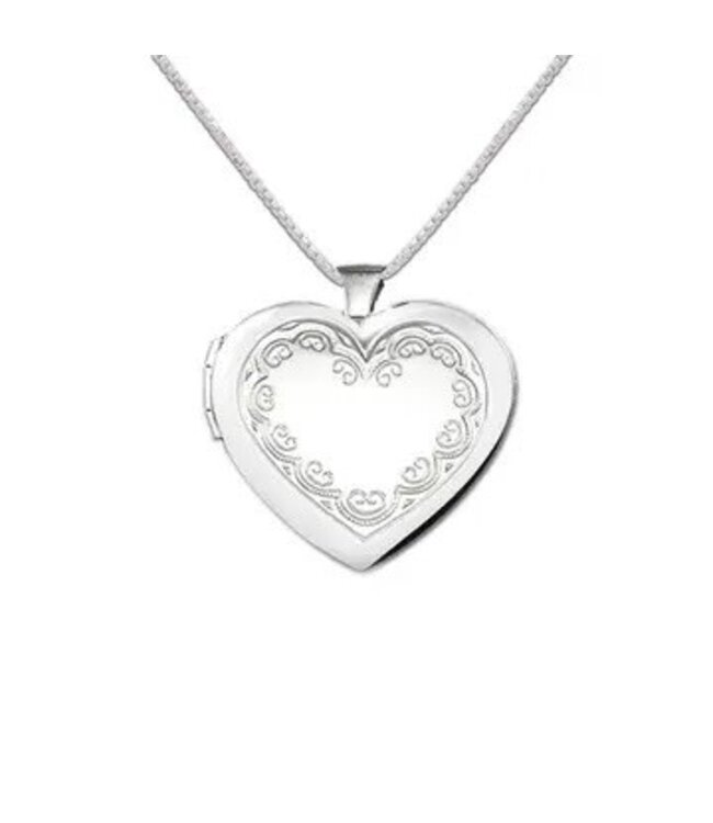 Sterling Silver Embellished Heart Locket Kids Necklace 14"