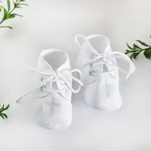 White Boys Baptism Shoe with Cross