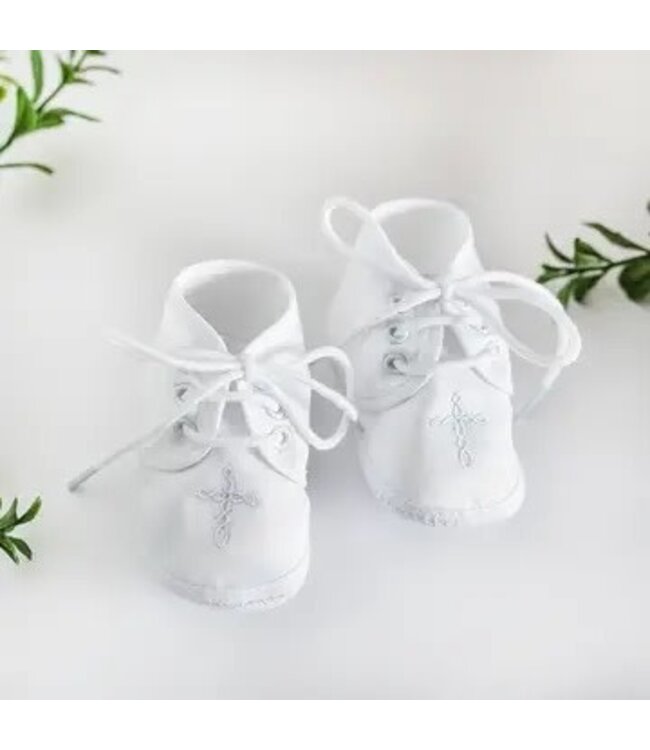 White Boys Baptism Shoe with Cross